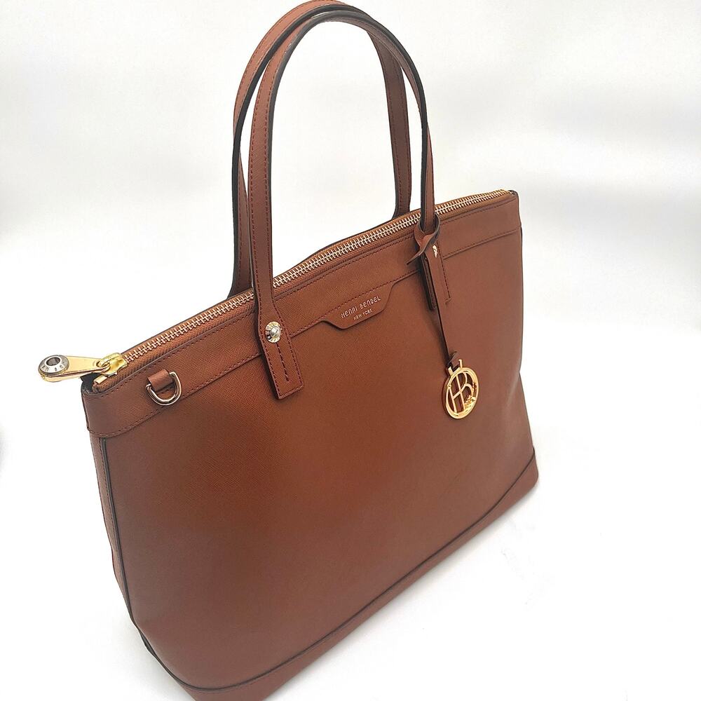HENRI BENDEL Leather Satchel, Large Brown Tote - Picture 3 of 13